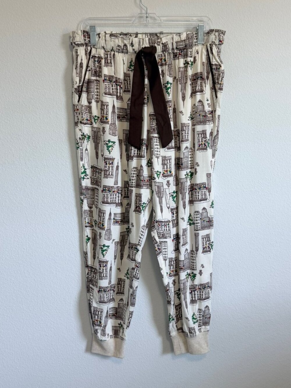 Aerie Christmas Holiday Flannel Tie Waist Pull On Pajama Pants Women's Size M